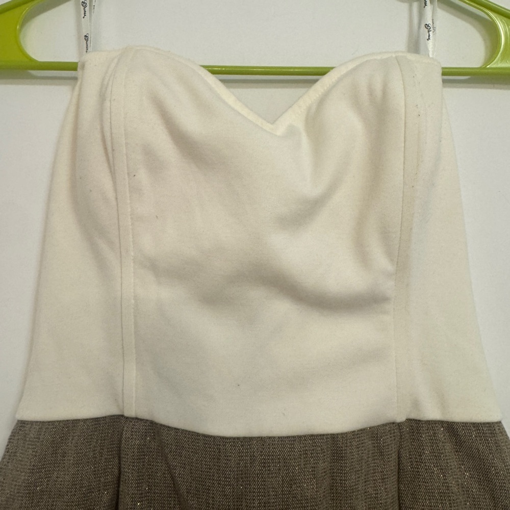 Guess Strapless Cream and Brown Dress - Picture 4 of 5